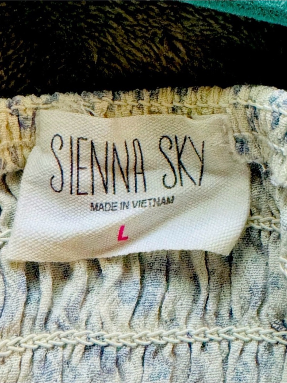Sienna Sky Cream Crop Top with Blue Floral Print and Blue Tie - Picture 4 of 4